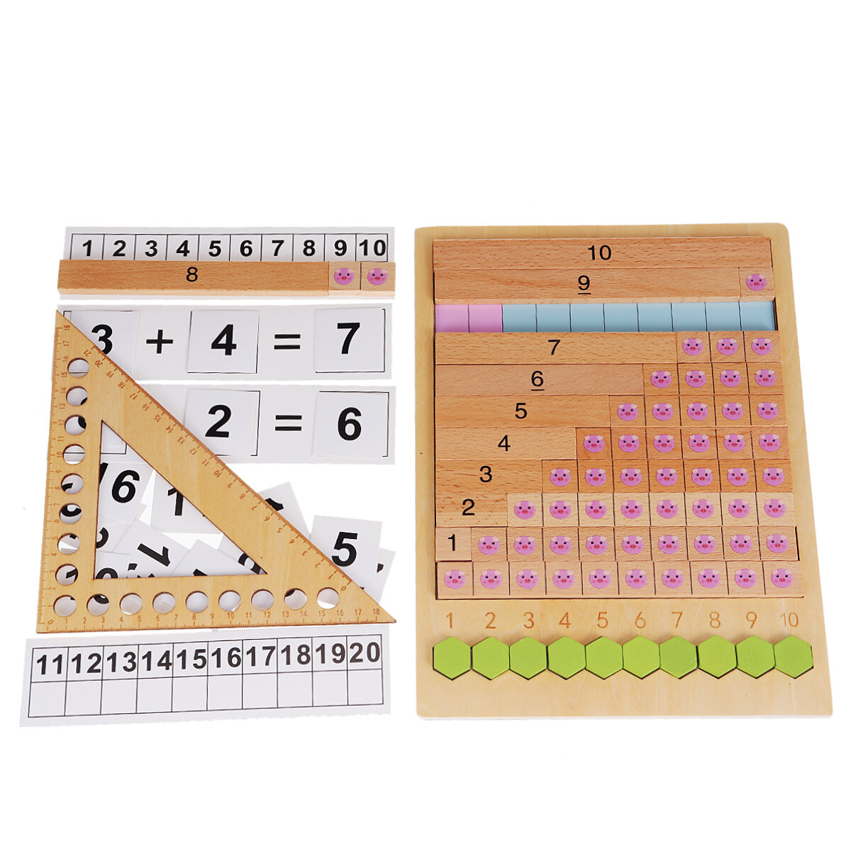 Kids Wooden Counting Montessori Toys Numbers Match Education Teaching Math Toys