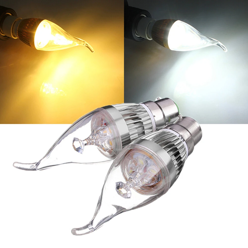 B22 3W Dimmable 300 330lm LED Chandelier Candle Light Bulb AC220V