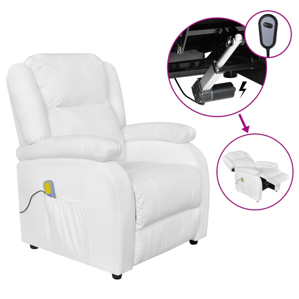 Electric Massage Chair White Faux Leather