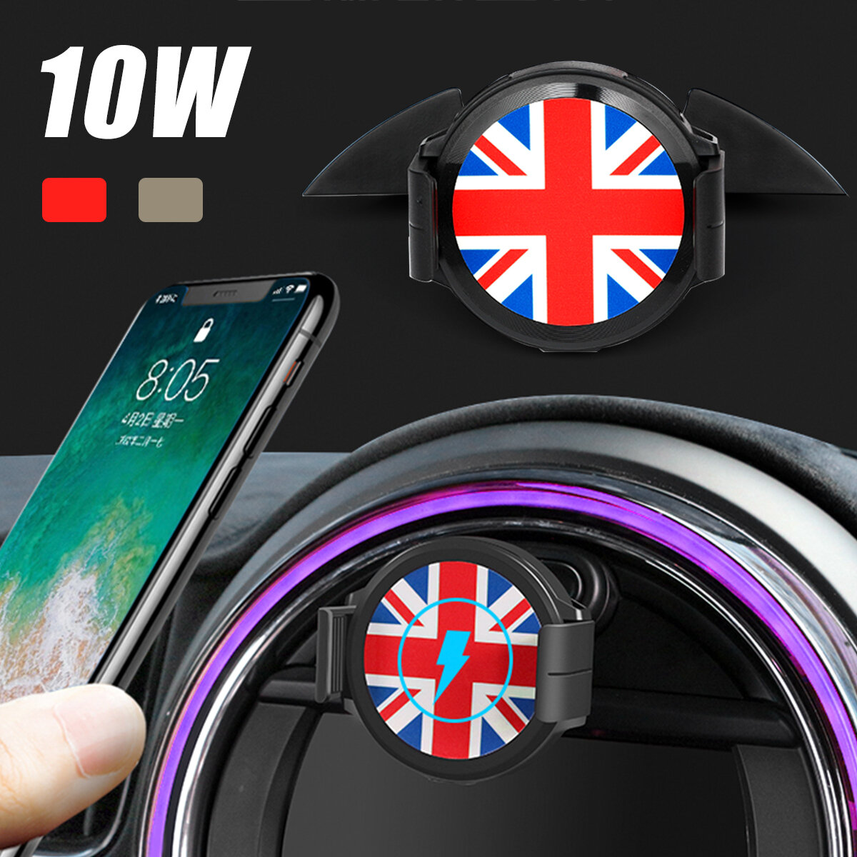 

10W Wireless Fast Charging 360° Rotation Luminous Car Air Vent Mobile Phone Holder For MINI Cooper F54 F55 F56 F60