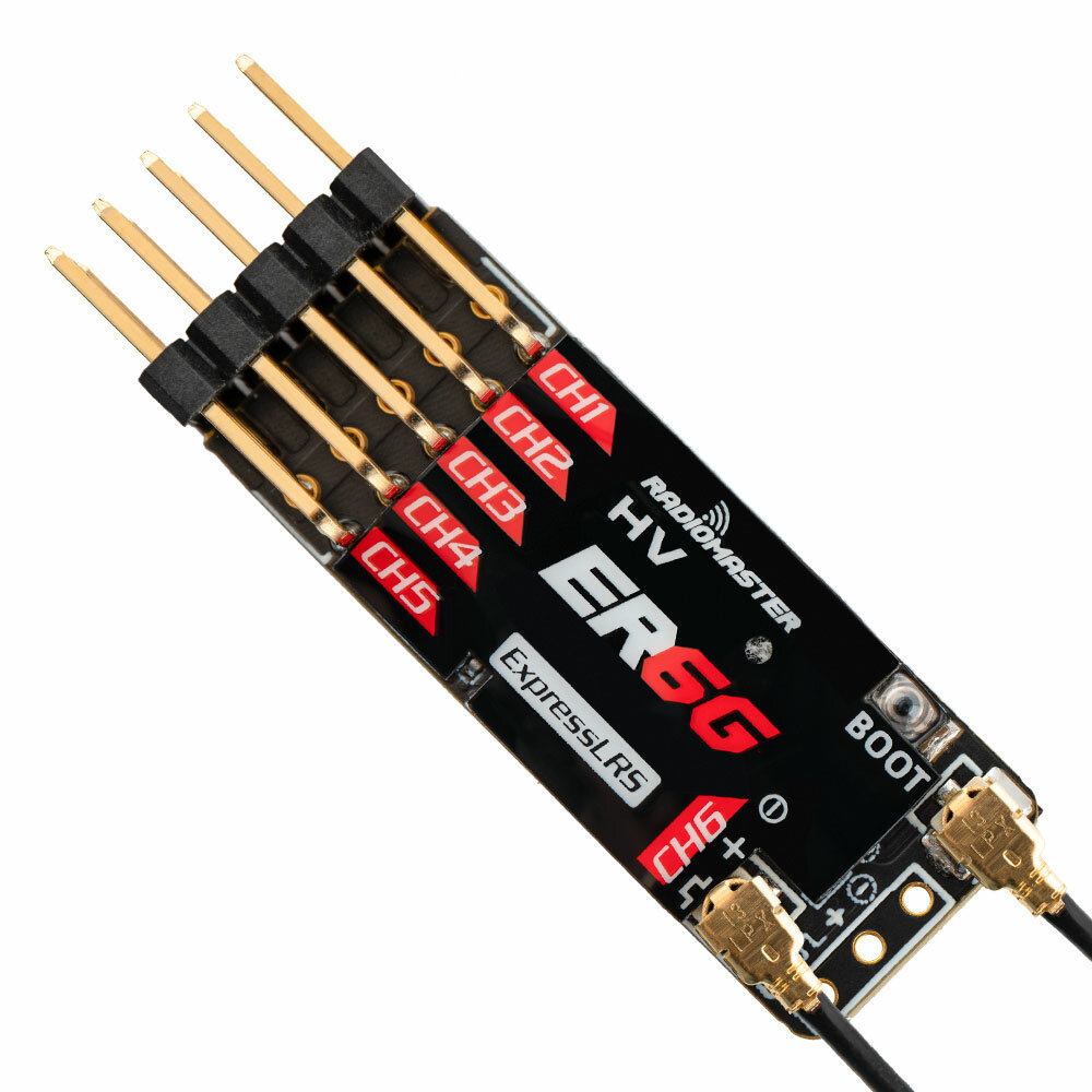 Radiomaster ER6-G/ER6-GV 2.4GHz 6CH ExpressLRS ELRS RX 50mW PWM Receiver Support Voltage Telemetry for FPV RC Drone Airp