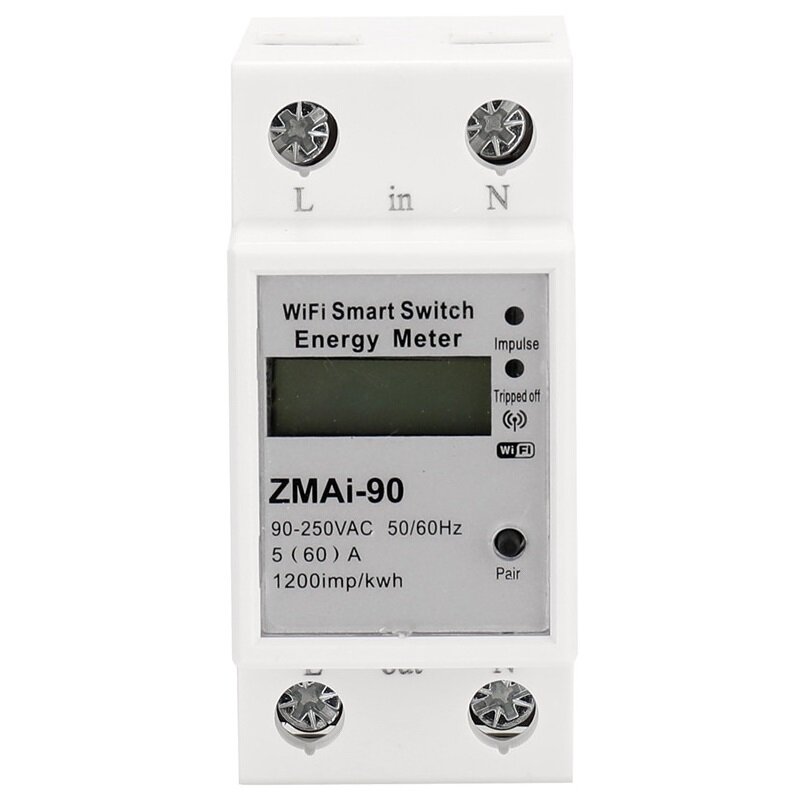 

ZMAI-90 220V/110V AC 50Hz/60hz Tuya APP Single Phase Din Rail WIFI Smart Energy Meter Power Consumption kWh Meter Wattme