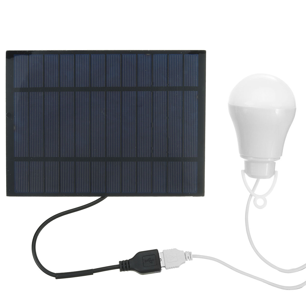 Lampe solaire portable LED Lumière solaire Énergie solaire Ampoule d'urgence alimentée par panneau solaire pour jardin extérieur, camping, tente de pêche