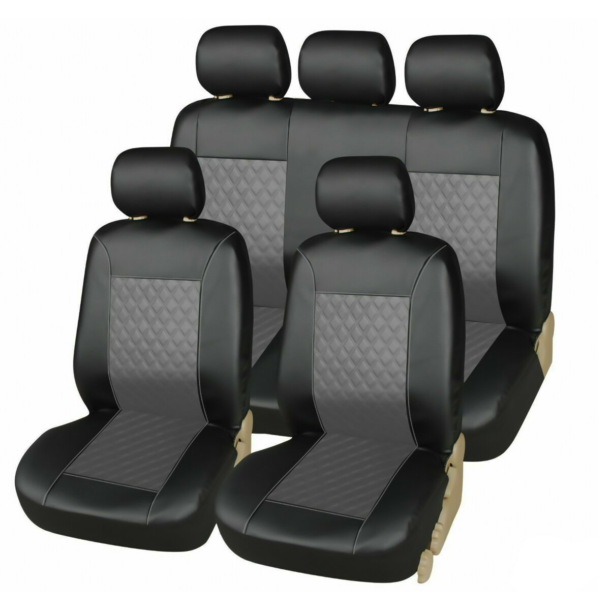 Universal PU Leather 1 Seater / 5 Seater Front Rear Car Seat Covers Protector