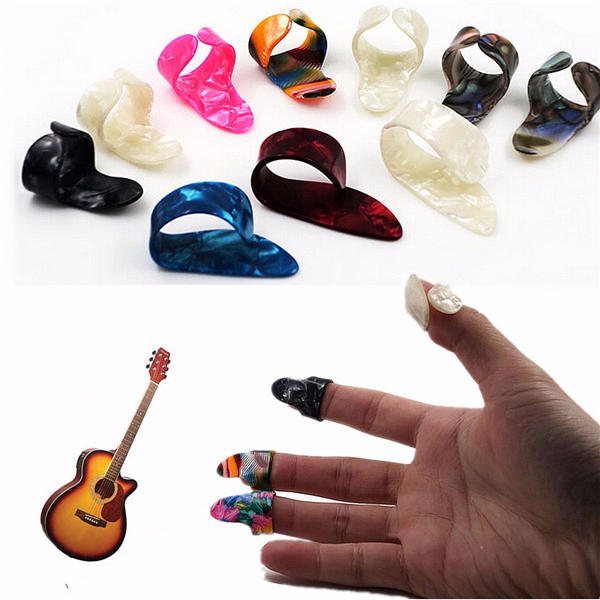 Gitaar Plastic Nail Picks Plectrums 3 Finger Picks + 1 Duim Picks Plectrums