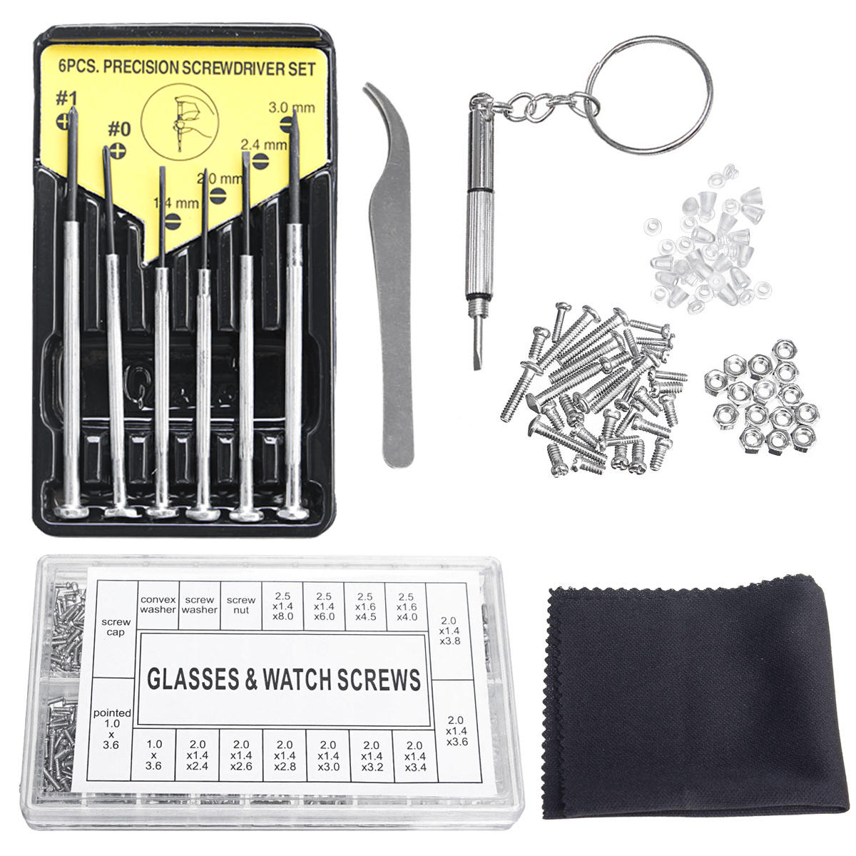 Pro assortment screwdriver repair tools kit tiny eyeglass sun glasses ...