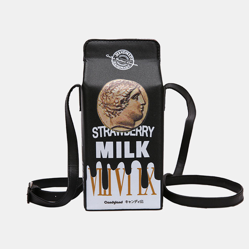 

Women Faux Leather Strawberry Chocolate Milk Flavor Pattern Cute Crossbody Bag