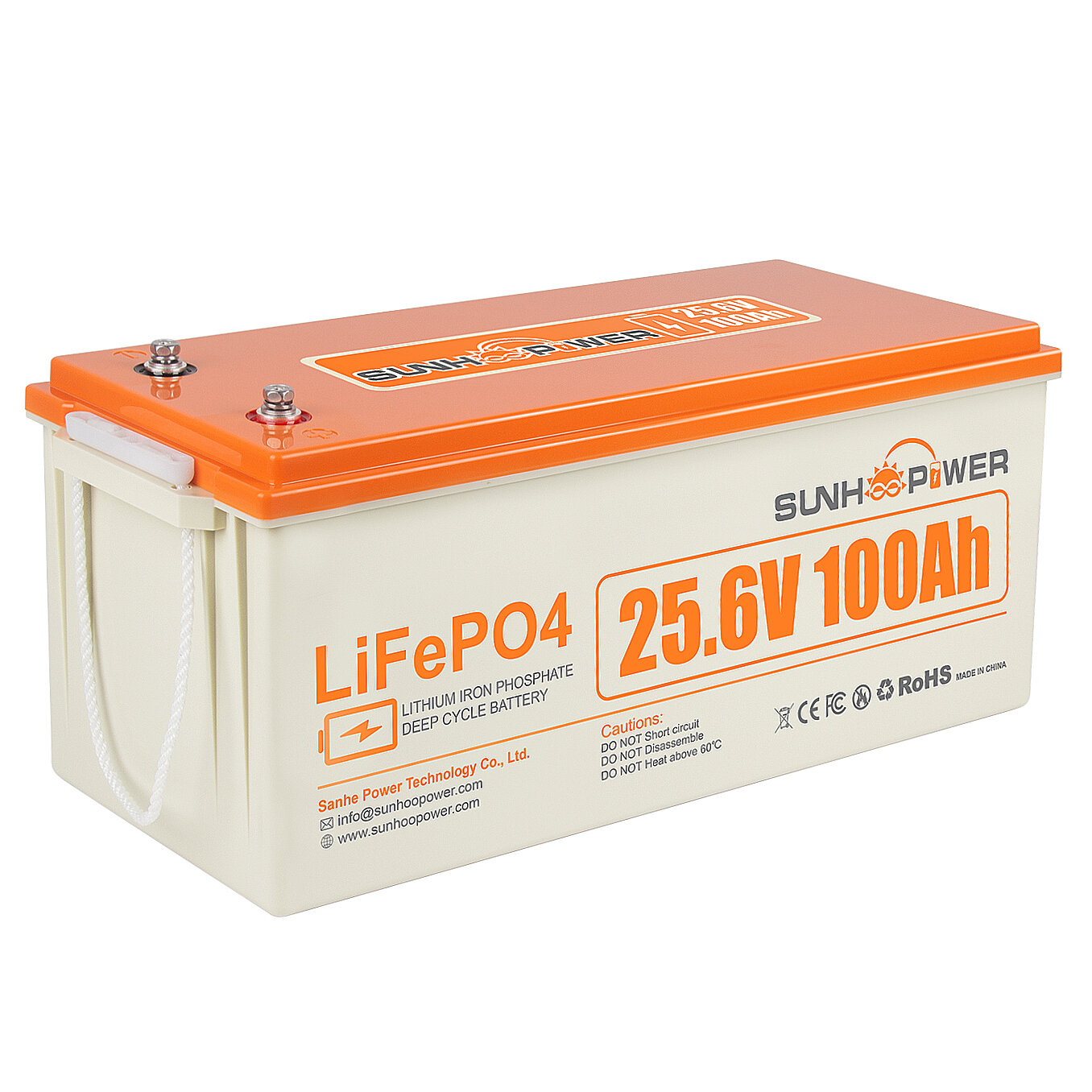 [EU Direct] SUNHOOPOWER 24V 100AH LiFePO4 Battery, 2560Wh Rechargeable Lithium Battery Built-in 100A BMS, Self-Discharge, Perfect for RV, Marine, Energy Storage,Off-Grid Backup Power