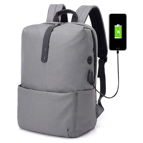 21L USBバックパックストライプビジネスバッグ15.6インチラップトップバッグ防犯旅行防水ポリエステル収納バッグ