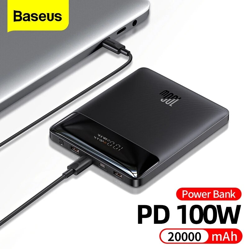 

Baseus Blade 100W 74Wh 20000mAh Power Bank External Battery Power Supply with 100W Type-C*2 & 30W USB-A*2 Fast Charging