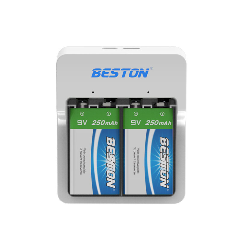 BESTON 9V Li-ion batterijen oplader 2 slot slimme oplaadbare batterij dubbele USB-oplader