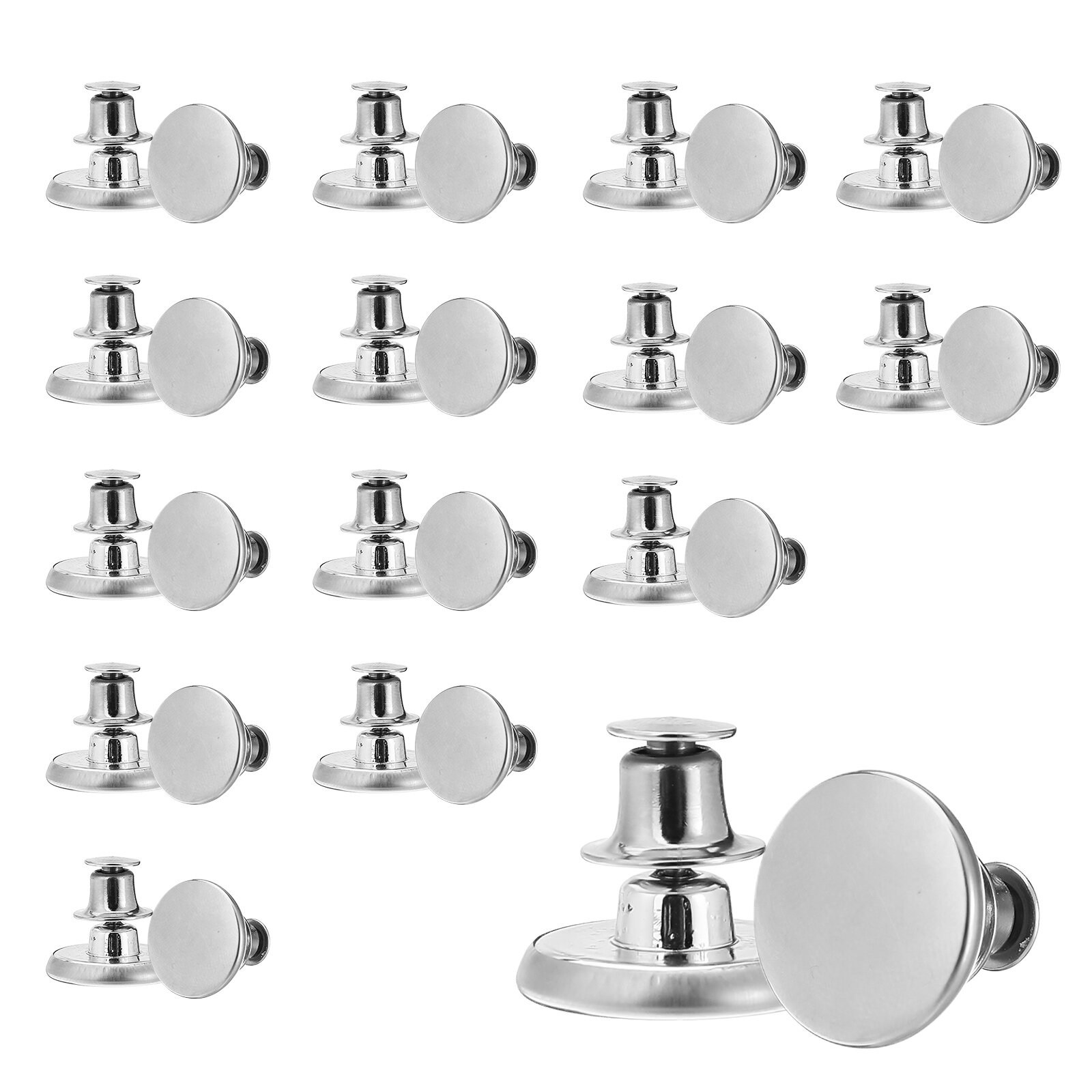 32pcs Adjustable Detachable Jeans Pin Buttons Nail Sewing-free Retro Metal Buckles for DIY Clothing 