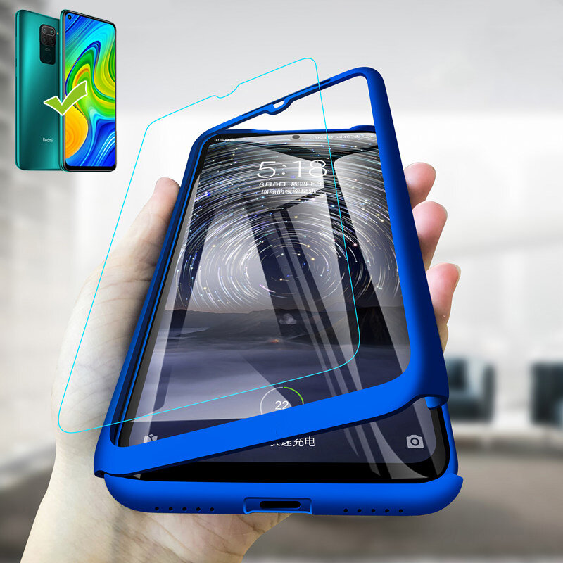 

Bakeey for Xiaomi Redmi Note 9 / Redmi 10X 4G Case 3 in 1 Plating 360° Full Cover Frosted with Tempered Glass PC Hard Pr