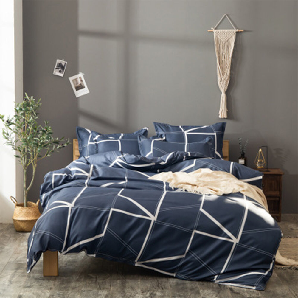 

3PCS Geometric Print Bedspread with Softer 100% Polyester Extreme Skin-friendly and Comforter for Bedding Set