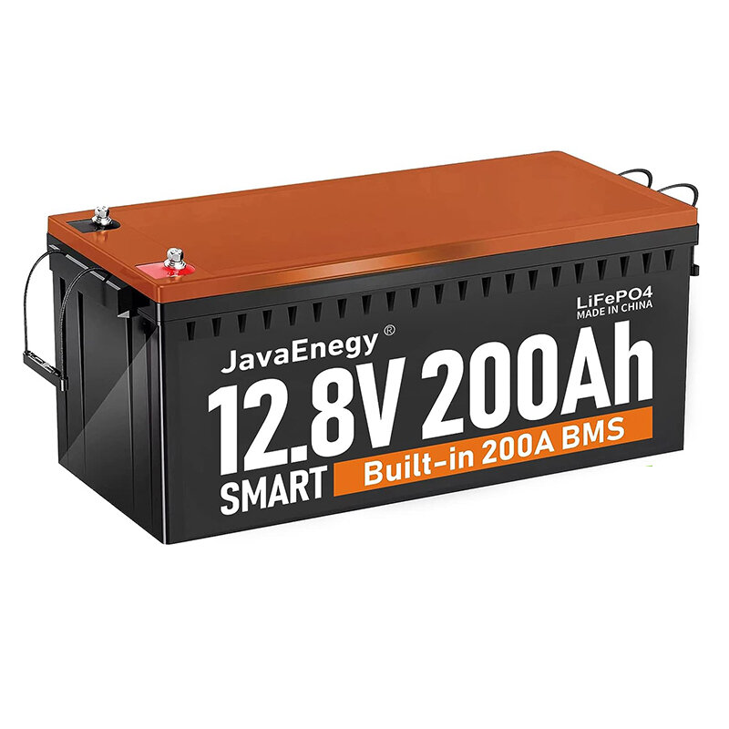 [US Direct] JavaEnegy 12V 200Ah Lifepo4 Batterie mit integriertem 200A-BMS Lithium-Eisenphosphat-Batterie-Pack für 12V 24V 48V Solar-Speicher EV RV Boat