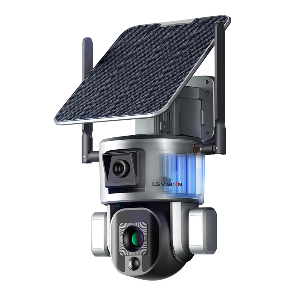 

4K 8MP WiFi Dual-lens Security Camera Solar Powered PTZ Cam Wireless Two-way Intercom PIR Motion Detection Auto Tracking