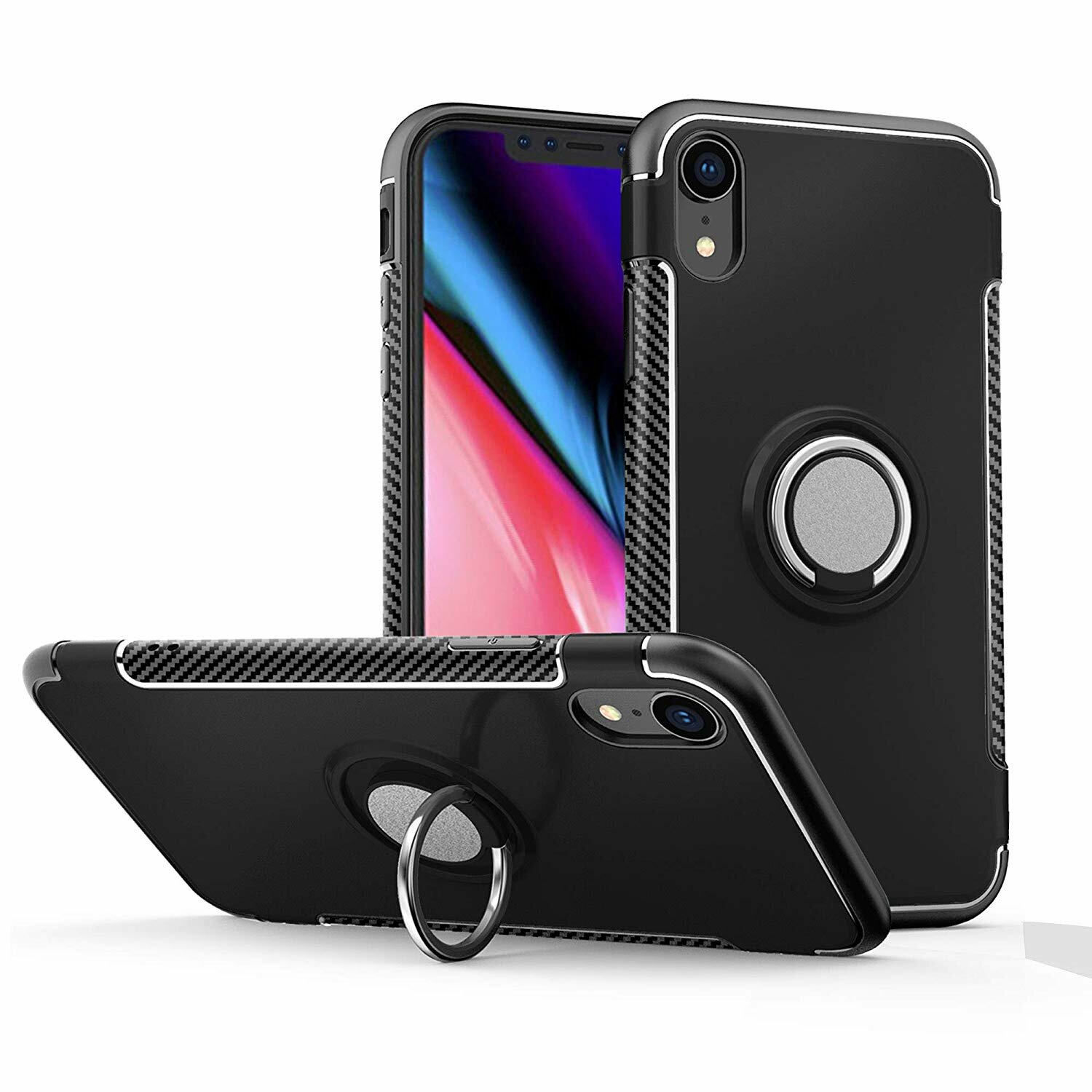 Bakeey Protective Case For iPhone XR Ring Grip Kickstand Stand Holder Back Cover