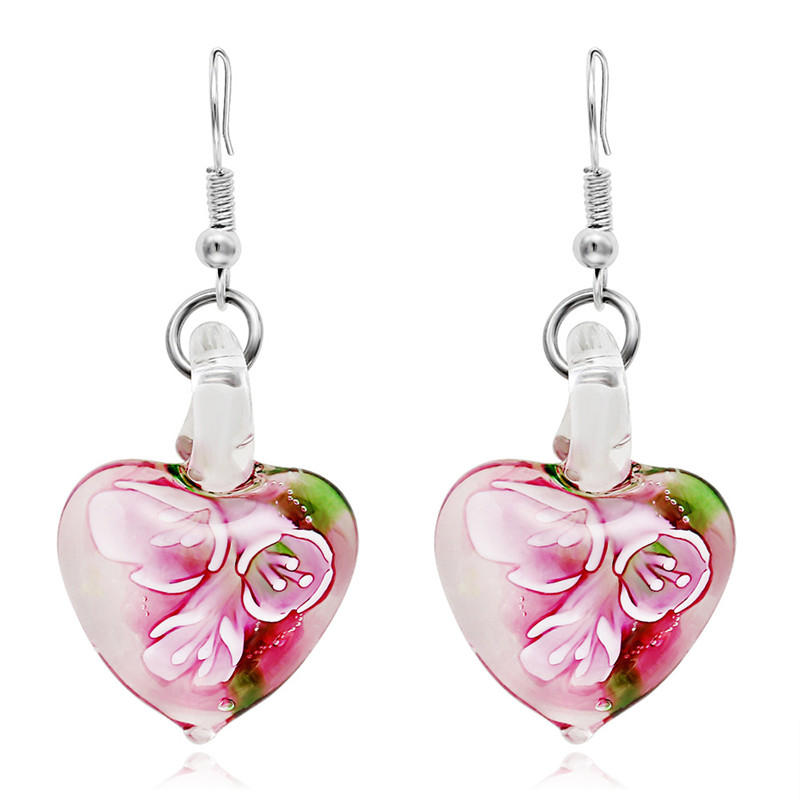 Bohemian Creative Luminous Ethnic Jewelry Earrings Flower Pattern Heart Dangle Earring for Women
