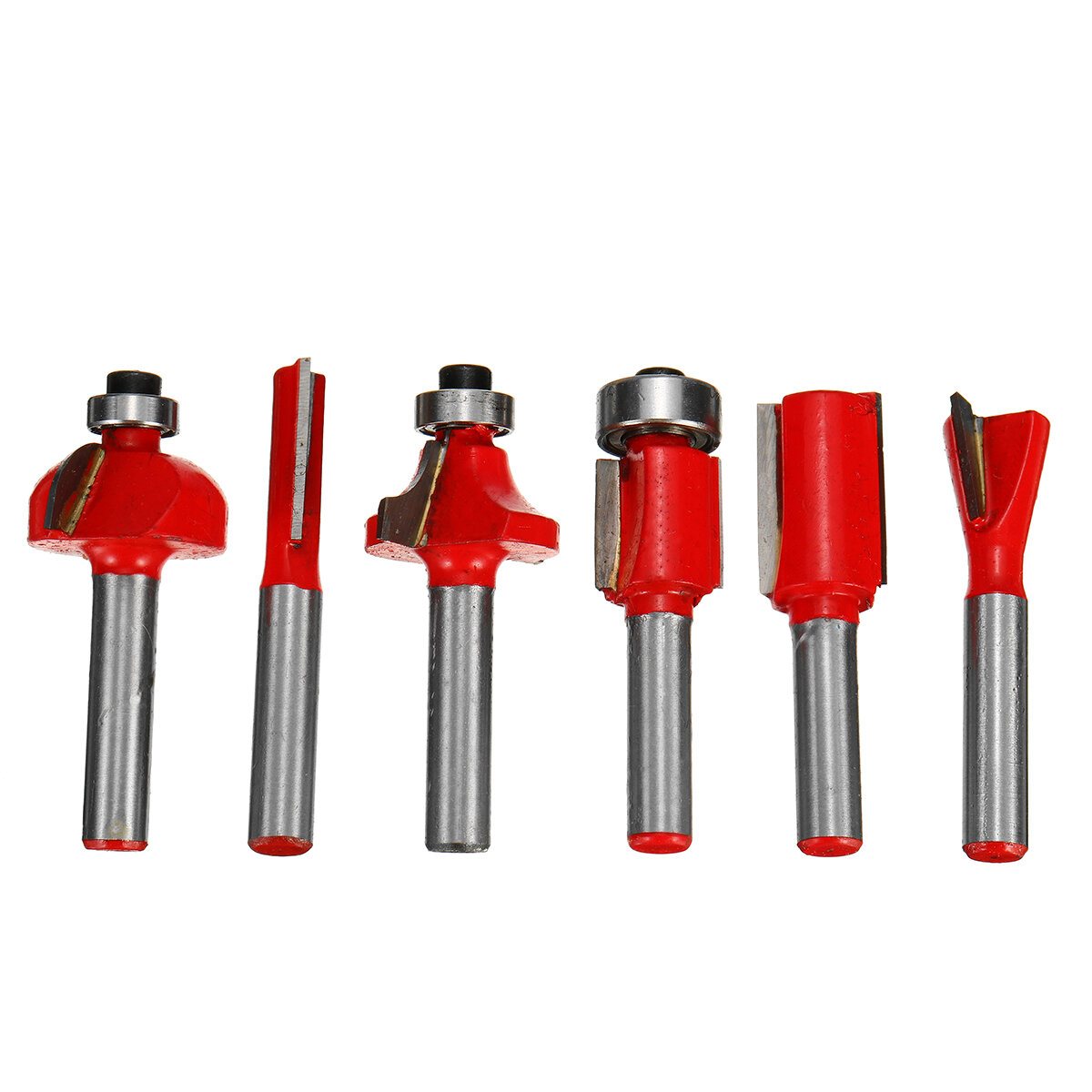 

6pcs 1/4 Inch Shank Router Bit Set Wood Cutter Carving Cutting Trimming Tool