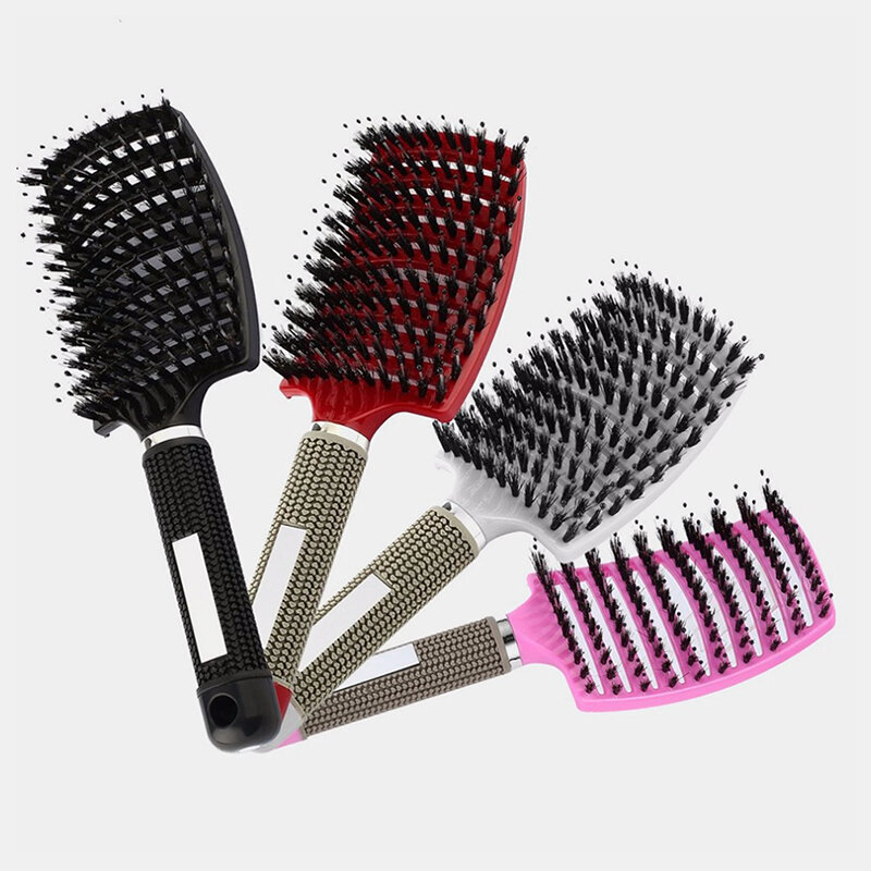 

4 Color Hair Scalp Massage Comb Bristle Nylon Hairbrush Wet Curly Detangle Hair Brush for Salon Hairdressing Styling Too