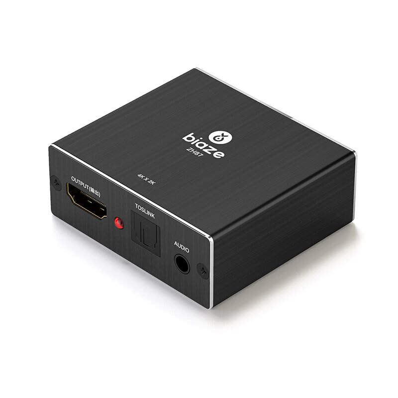 Biaze HD Audio Splitter 4K 3D 2160P Video Switcher 5.1 Fiber 3.5mm Interface Micro USB Power Supply 
