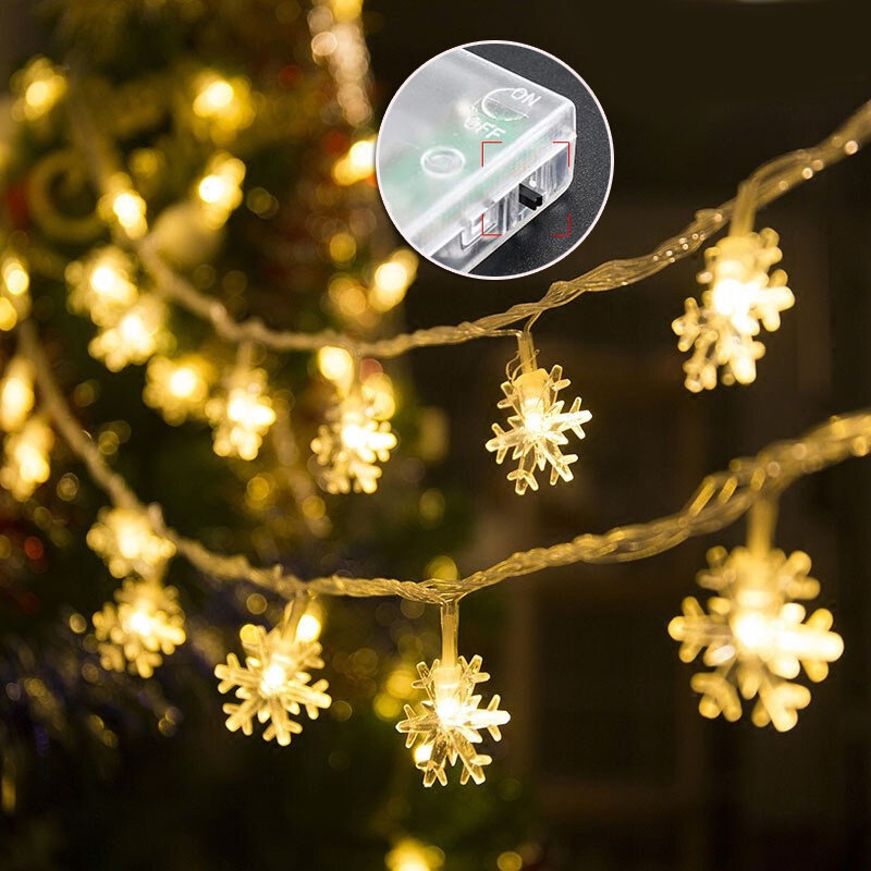 

3M 20LED Battery Operated Snowflake Fairy String Light Christmas Wedding Holiday Festival Decor