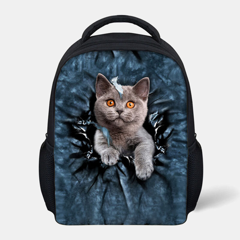 Unisex Animal Creative 3D Cartoon Cute Cat Casual Outdoor Small Backpack Schoolbag