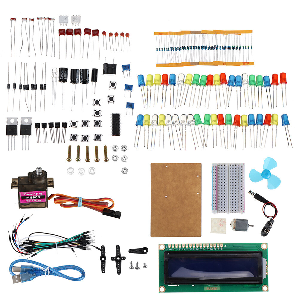 

KW-AR-BaseKit Kit with 17 Classes UNO R3 DC Motor Breadboard LED Components Set Geekcreit for Arduino - products that wo