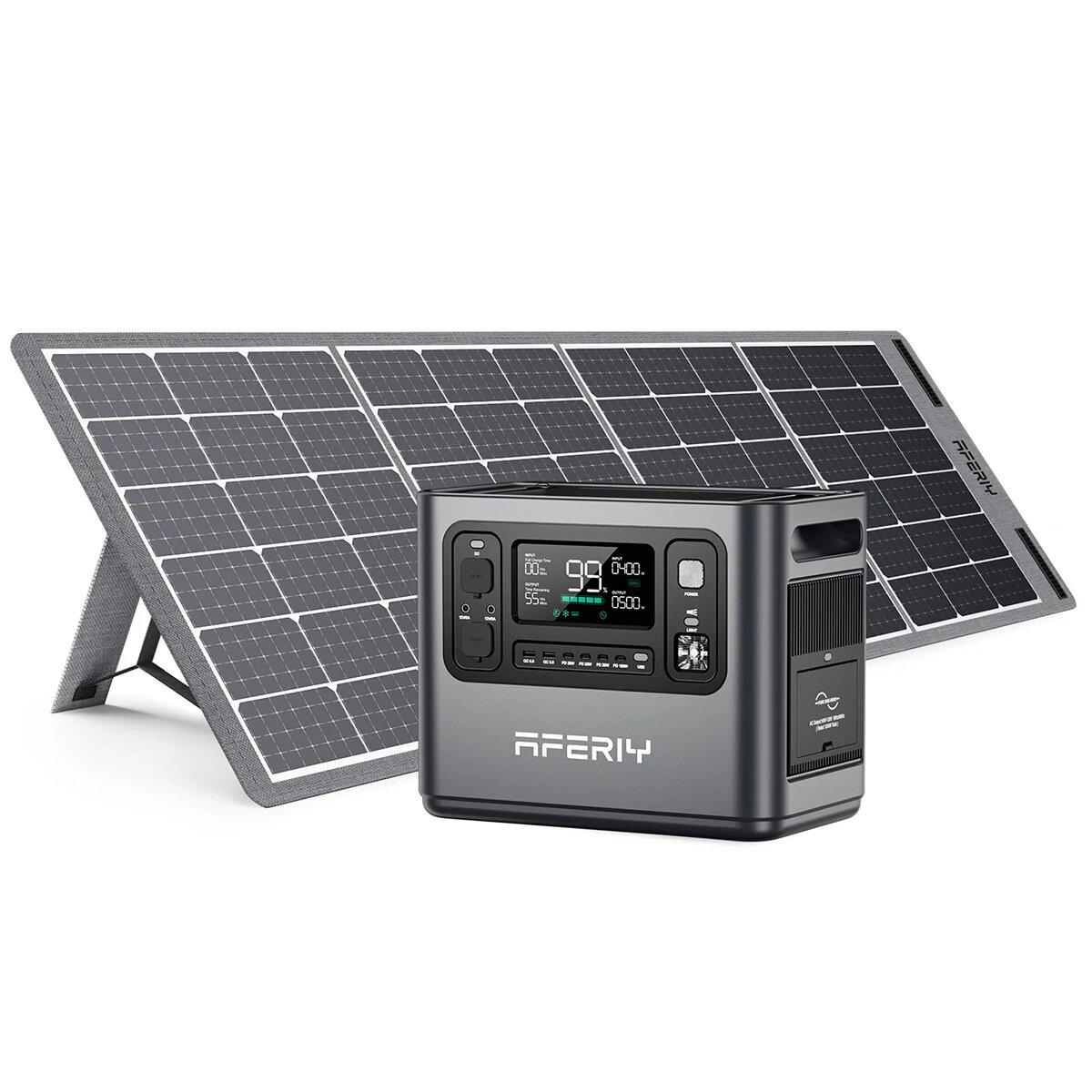 [EU Direct] Aferiy P110 1200W 1248Wh Station d'alimentation portable LiFePO4 +1* Panneau solaire S200 de 200W UPS Générateur portable de camping, de véhicule récréatif à domicile en cas d'urgence Prise EU