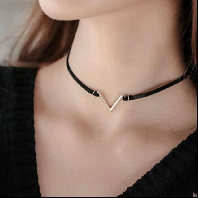 Simple Deerskin V-shaped Pendant Necklace