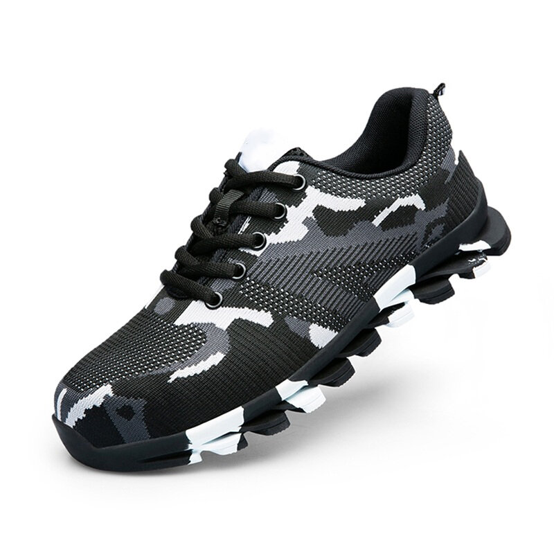 Ανδρικά αθλητικά παπούτσια ασφαλείας με ατσάλινη μύτη TENG OO, διαπνέοντα, αντιολισθητικά, αντικραδασμικά, κατάλληλα για τρέξιμο και πεζοπορία.