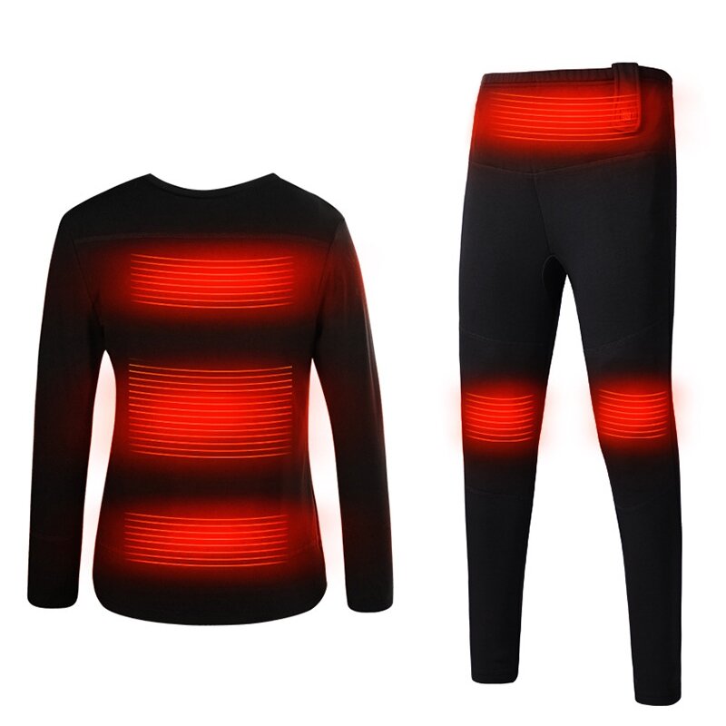 Men Women Electric Heated Underclothes Shirt + Trouser Outdoor Underwear Set Clothing Hiking Skiing Motorcycle Cycling W
