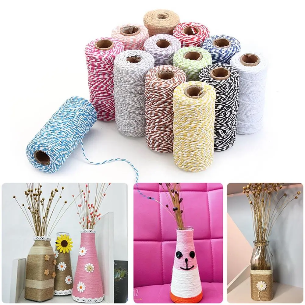 2mm 100m two-tone cotton rope diy handcraft materials cotton twisted rope gift decor rope brush