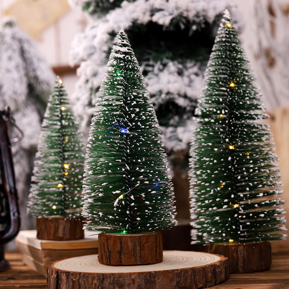 Loskii christmas tree ornament pine needle tree with lights party table desktop christmas ...