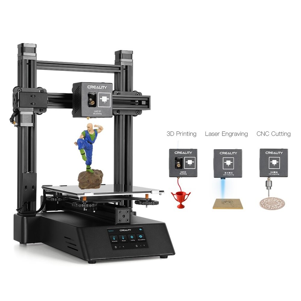Creality 3D® CP-01 3-in-1 DIY 3D Printer Modular Machine Kit Support Laser Engraving / CNC Cutting 200*200*200 Printing Size With 4.3inch Screen/Power Resume/Removable Glass Plate/Intelligent Leveling COD