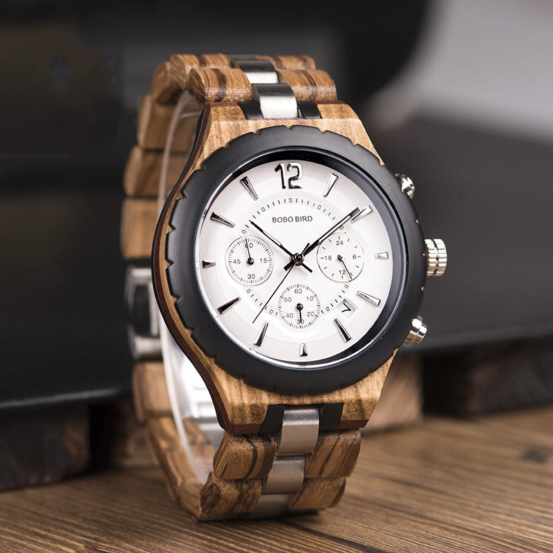 

BOBO BIRD R22 Ultra Thin Chronograph Men Wrist Watch Wooden Creative Quartz Watch