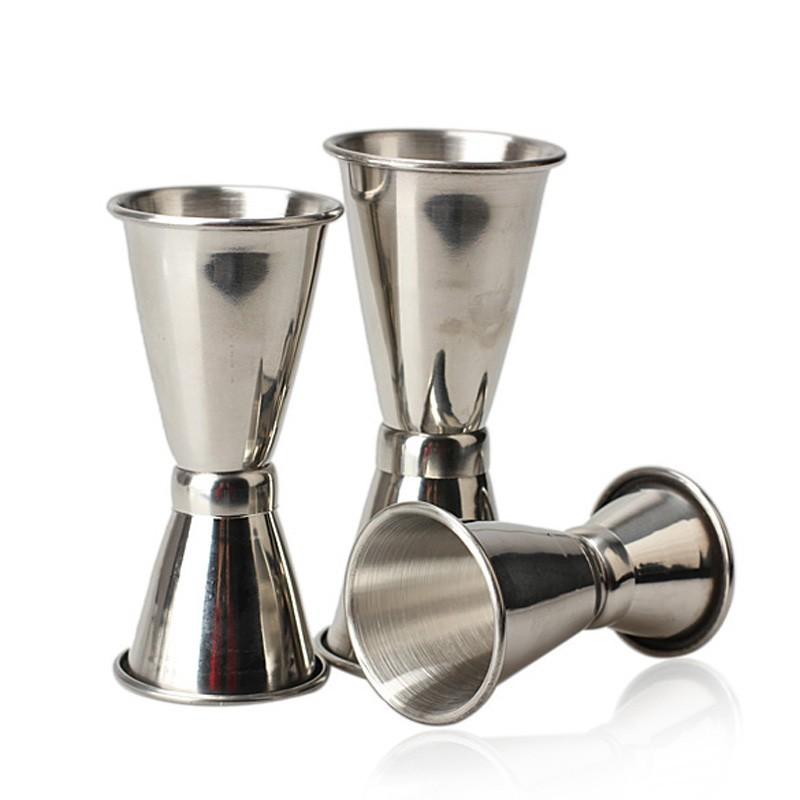 

3 Size Stainless Steel Bar Cocktail Shaker Jigger Single Double Shot Drink Mixer Pourers Measurer Cup Tools