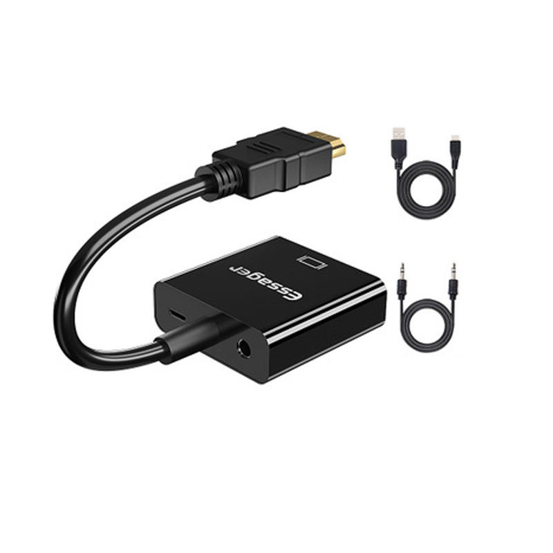 ESSAGER HDMI to VGA Micro Power Supply 3.5mm Audio Adapter Converter For Laptop PC Notebook Projecto