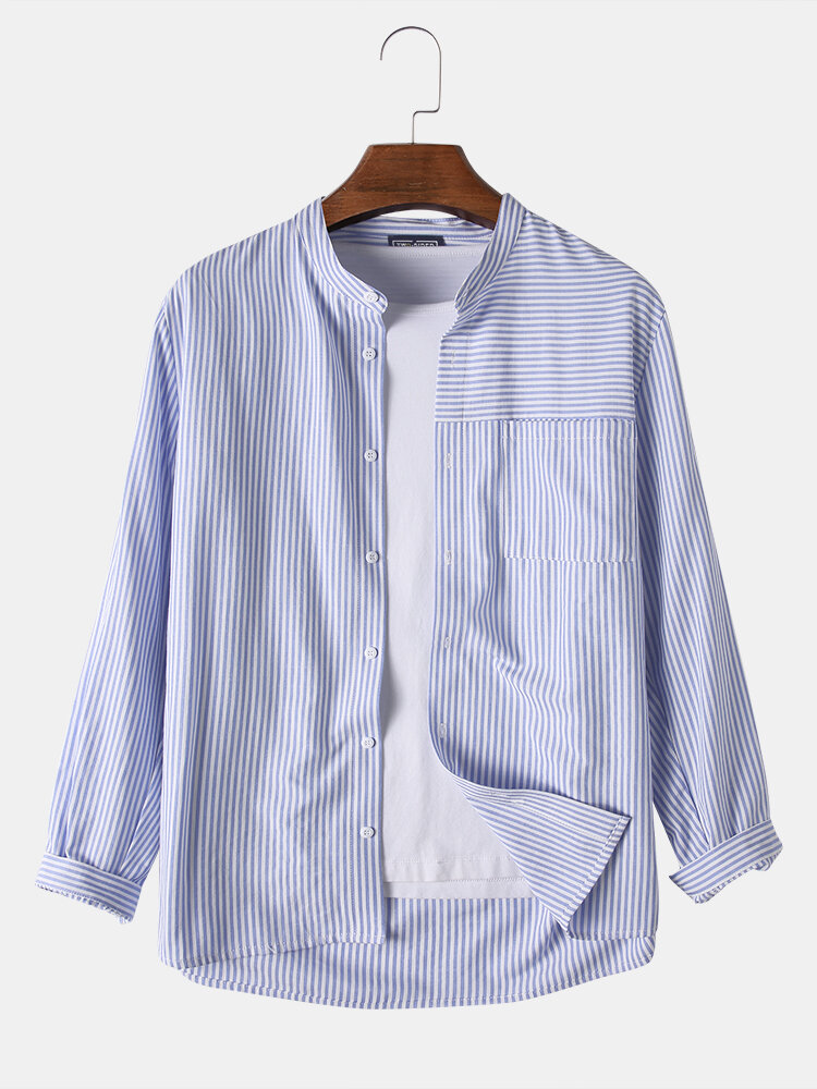 Image of Herrenmode New Long Sleeve Striped Casual Shirts
