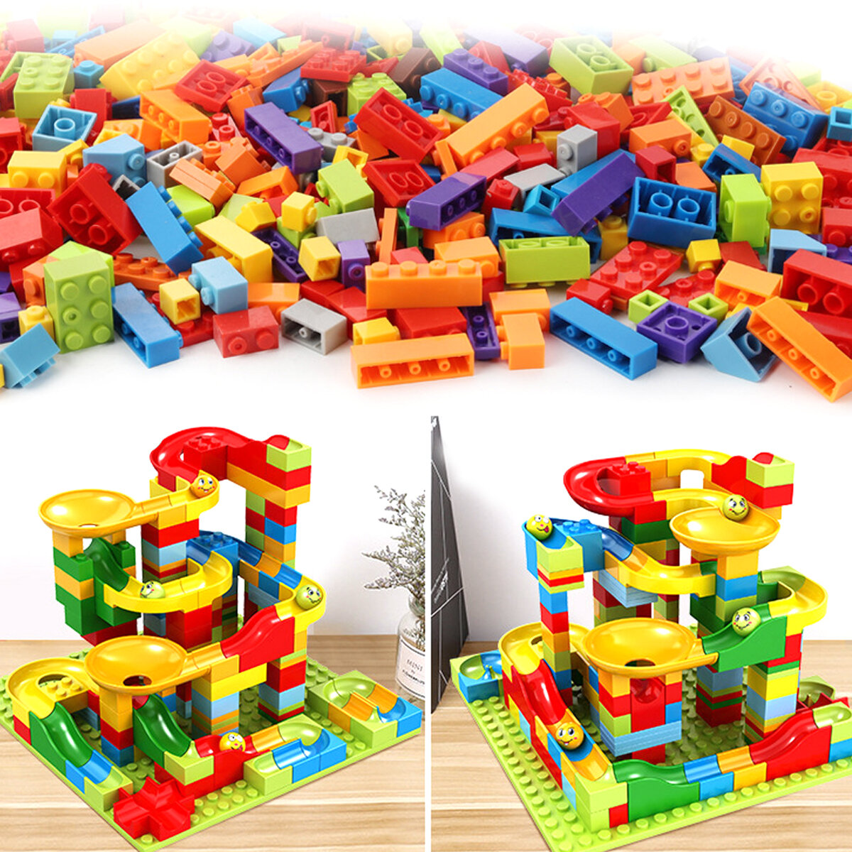 165PCS Building Blocks Set DIY Crazy Marble Race Run Maze Track Construction Toys