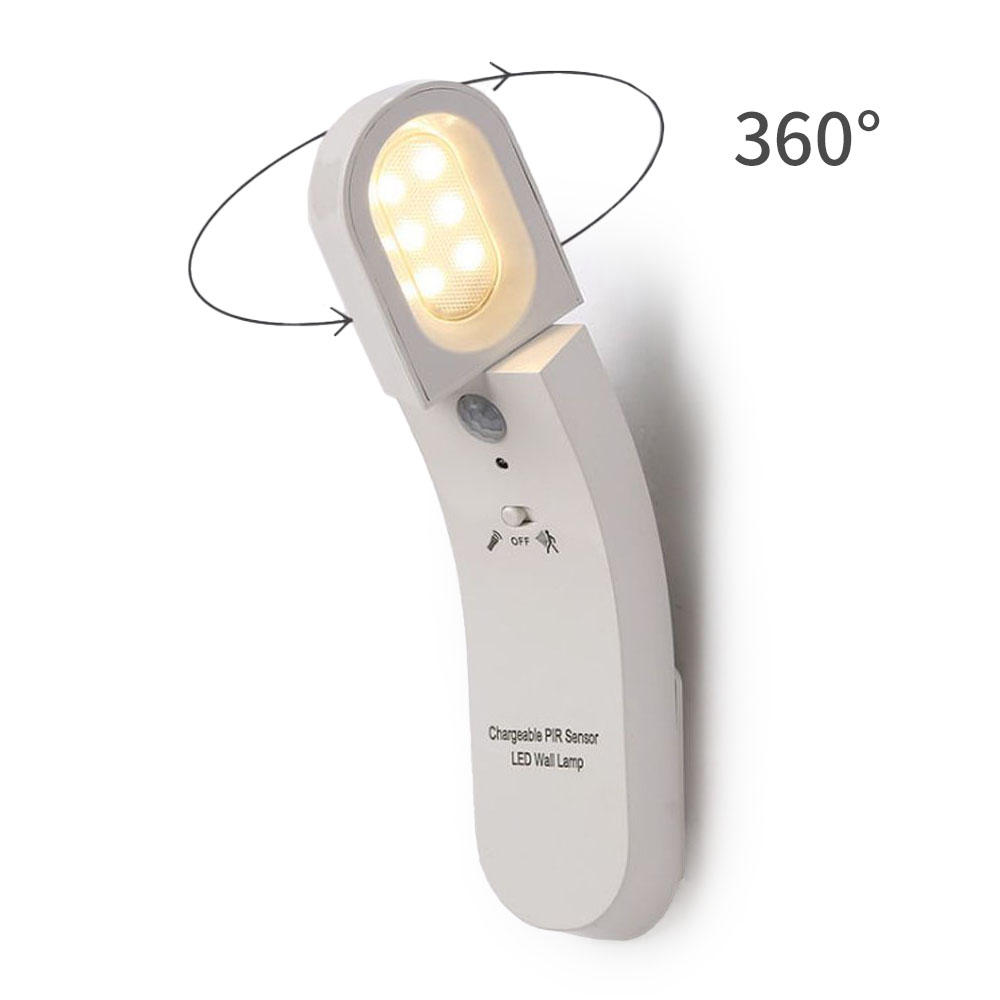 

I-01 USB Charging PIR Induction Wall Lamp 3000K/6500K 360° Rotation LED Night Light Human Body Induction Bedside Lamp