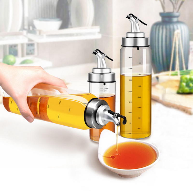 Draagbare oliedispenser Kruidenflessen Dispenser met schaalsaus Fles Glazen opslagflessen voor olie-