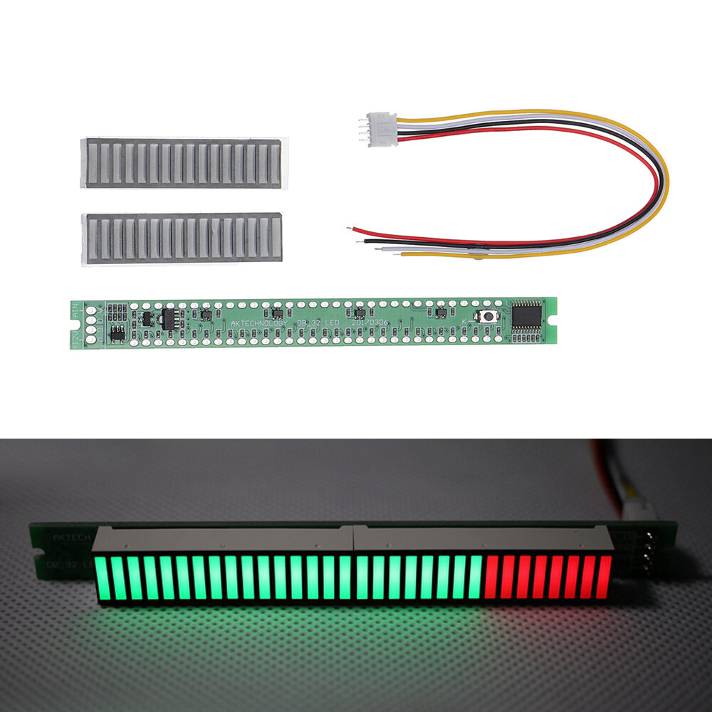 

DIY 32 LED Music Electrical Level Indicator VU Meter Audio Level Meter Kit For Amplifier Board Adjustable Light Speed Bo