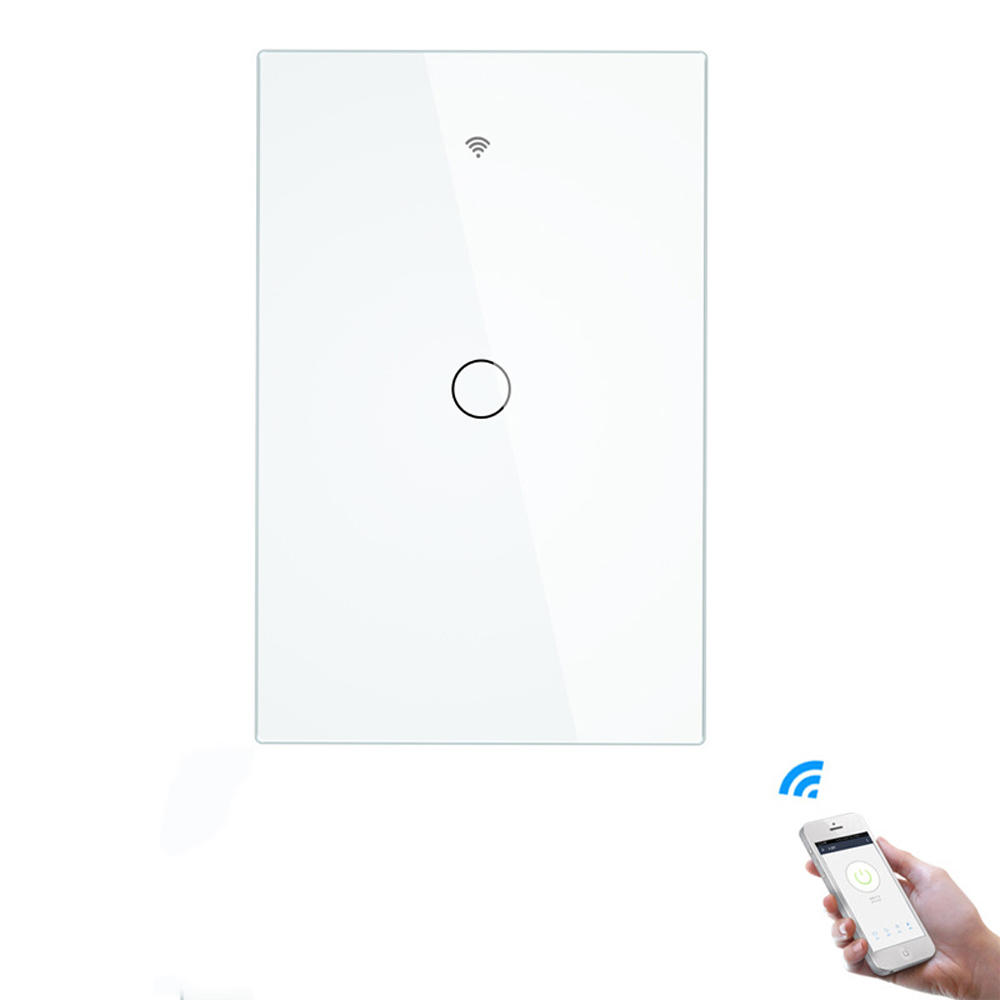 Bakeey 10A RF433+WIFI Smart Home Wall Touch Switch 1/2/3 Gang US Type Neutral Line Tempered Glass APP Remote Controller