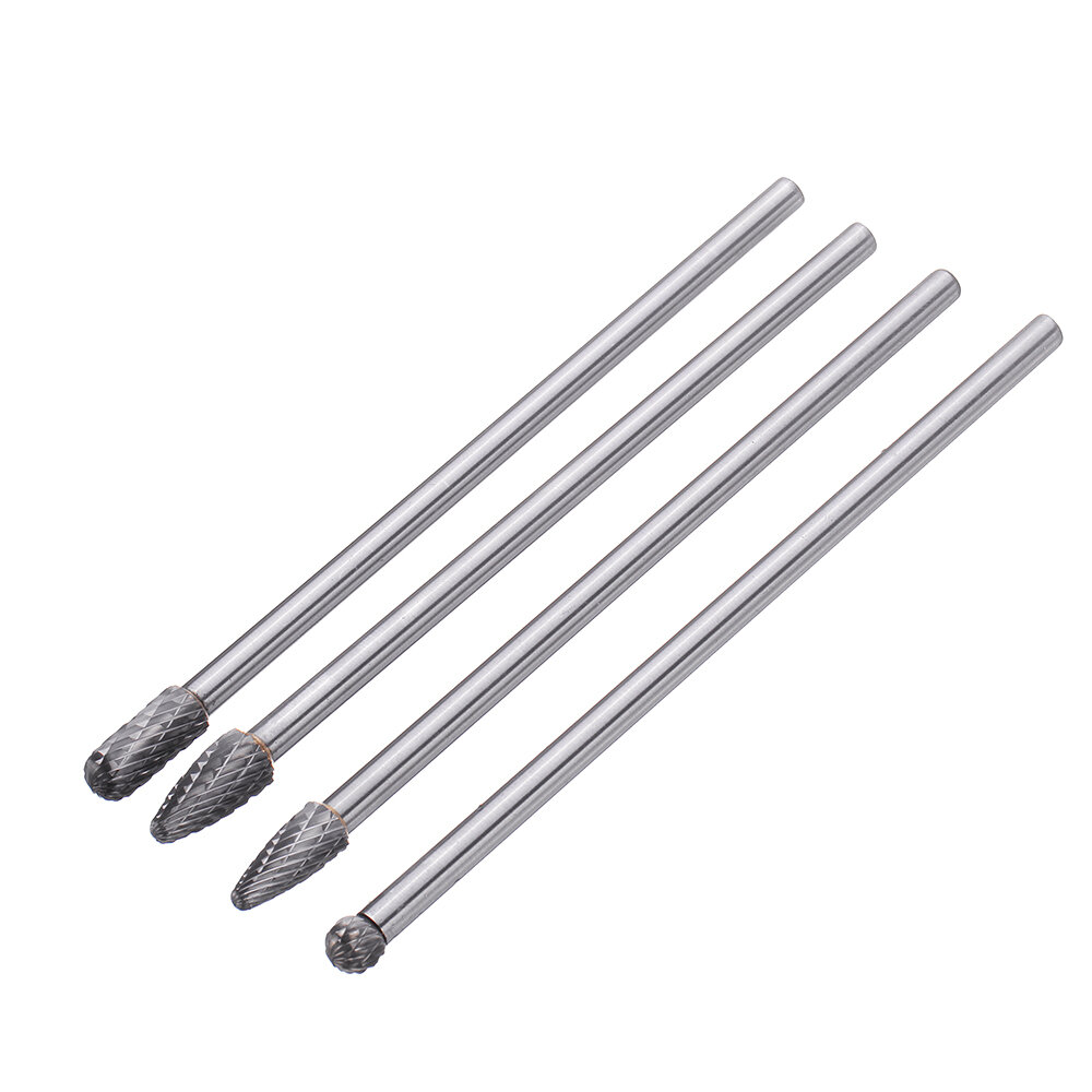 

4Pcs 150-160mm Tungsten Carbide Rotary Burr Set 6mm Shank for Die Grinder Drill DIY Woodworking Metal Carving Polishing
