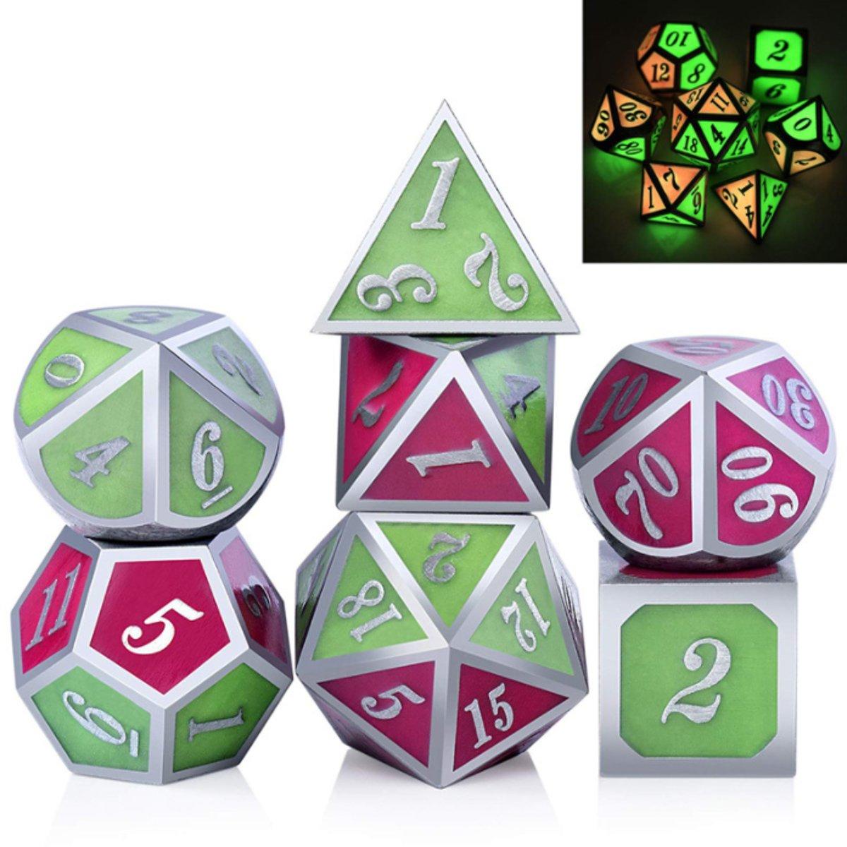 7-delige Polyhedrale Dobbelstenen Zinklegering Dobbelstenen Set Zware Dobbelstenen Voor Rollenspel D