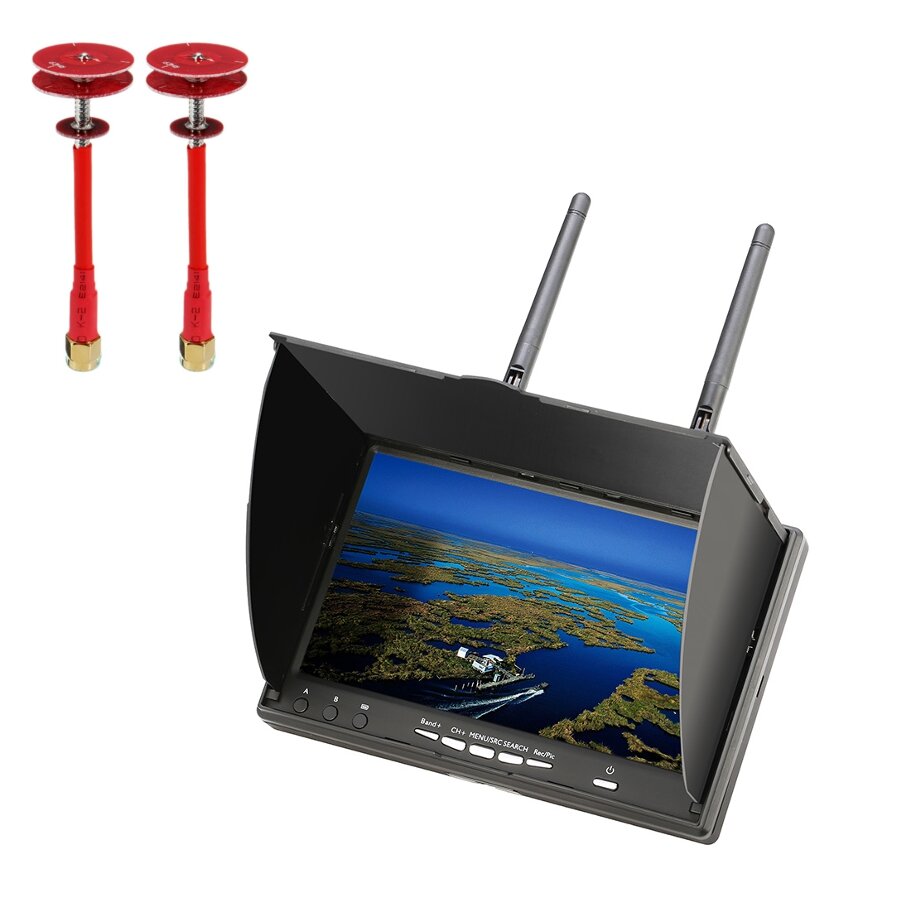 Eachine LCD5802D 5802 800*480 7 Inch 5.8G 40CH FPV Diversity Monitor with DVR Build-in Battery + Realacc 5.8Ghz Pogoda L