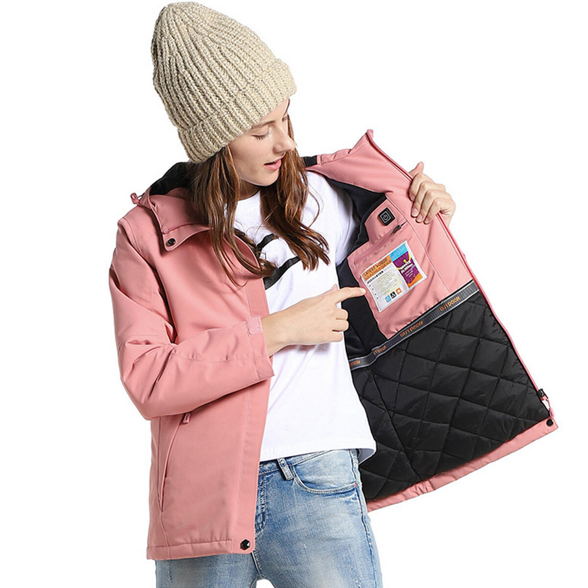TENGOO Warm-WA Intelligent Adjustable Temperature Heating Woman Jacket USB Electronic Keep Warm Waterproof Hooded Coat