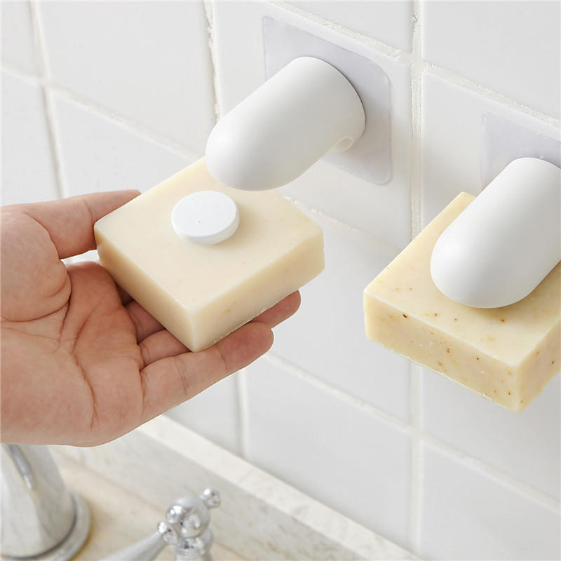 Magnetic Soap Holder Container Wall Attachment Adhesion Draining Soap Holder Shower Storage Soap Dishes Bathroom Product