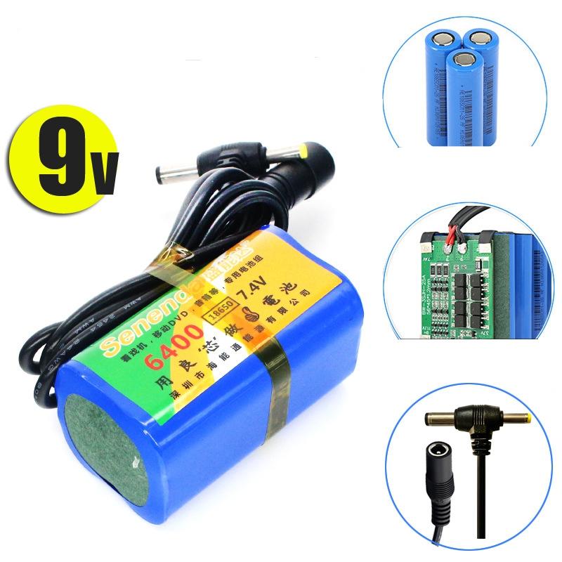 

7.4V 6400mAh Power Bank18650 LiPo Battery Pack 2S DC 4.0mm 5.5mm Plug Security for FPV Fatshark Aomway Skyzone Goggles